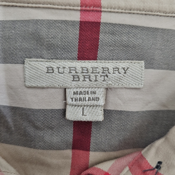 Burberry Brit Nova Check Button Down Shirt Size M/L Classic Plaid Stretch Cotton - Picture 5 of 8